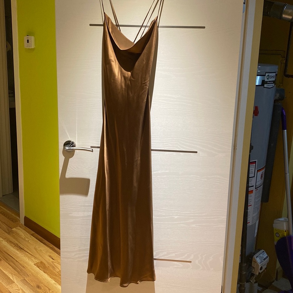 Silk Maison Dress / Brown Silk / Size M